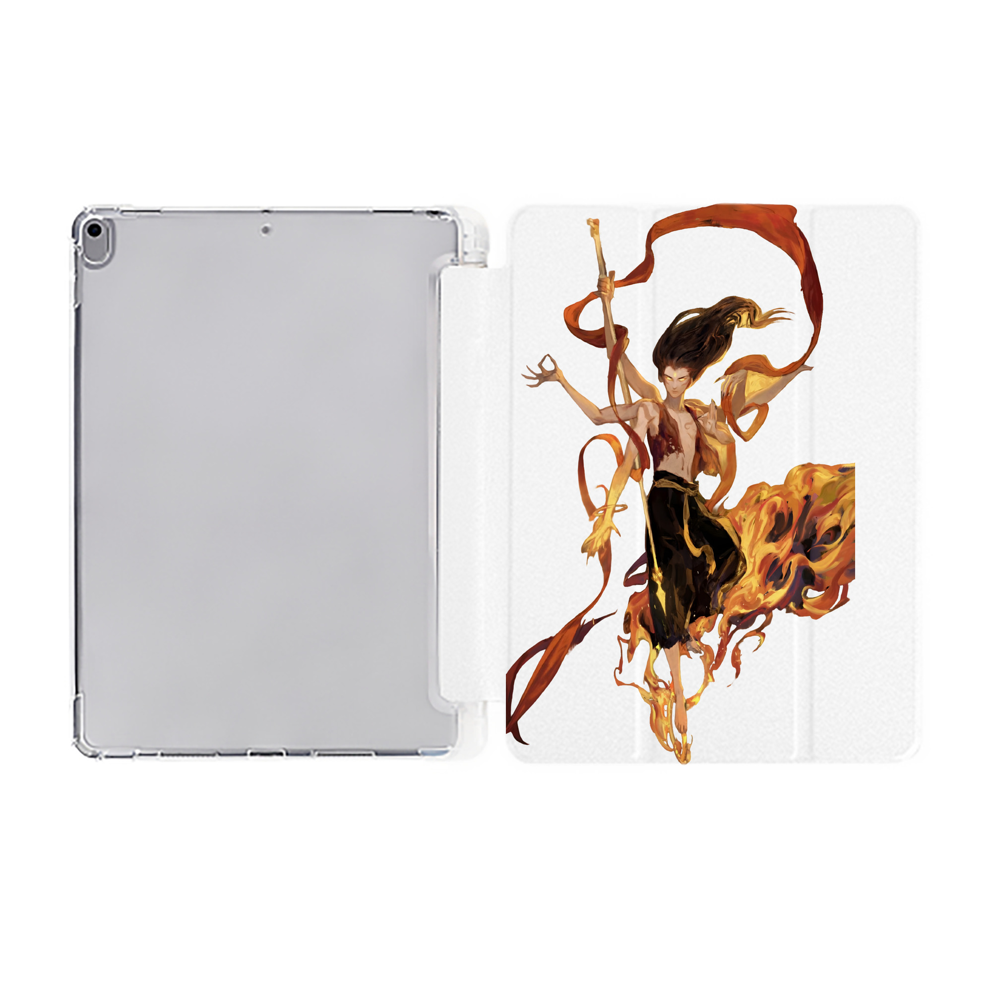 （画像用） Ne Zha 2 ナタ 魔童の大暴れ IPad ケース ペン収納付き 三つ折りスタンド PUレザー×シリコン 対応機種9.5/10.5/10.9インチ